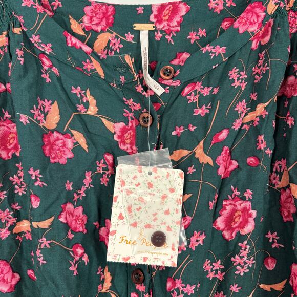 Free People Flower Fields Mini Dress Size S Emerald Green MSRP $128 NWT - Picture 10 of 10